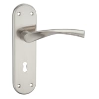 Verto Lever Handle Round Lock on Backplate 119mm Satin Nickel