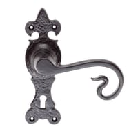 Carlisle Lever Lock Handle Curly Tail Black Antique