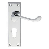 Carlisle Brass Contract Victorian Scroll Lever on Euro Lock Backplate Polished Chrome