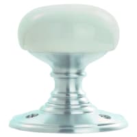 Carlisle Brass Delamain Porcelain Knob on Rose Satin Chrome