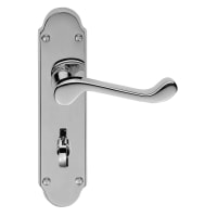Carlisle Brass Oakley Bathroom Door Lock Lever on Backplate Polished Chrome