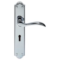 Carlisle Brass Madrid Lever Lock on Backplate Furniture Polished Chrome