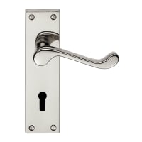 Carlisle Brass Victorian Scroll Lever on Lock Backplate Polished Chrome