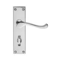 Carlisle Brass Victorian Scroll Lever on Bathroom Backplate Satin Chrome