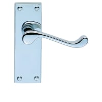 Carlisle Brass Victorian Scroll Lever Latch on Backplate Polished Chrome