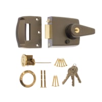 ERA Doublelocking Nightlatch Door Lock 40mm Backset Grey Body with Brass Cylinder