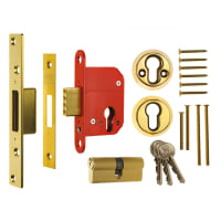 Fortress Euro Mortice Deadlock 64mm Square End Brass Finish