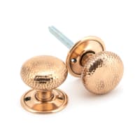 From The Anvil Polished Bronze Hammered Mushroom Mortice/Rim Knob Set