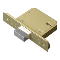 ASEC BS 5 Lever British Standard Deadlock 64mm Polished Brass Keyed To Differ Boxed