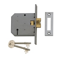 Union 2477 3 Lever Sliding Door Lock 77mm Satin Chrome