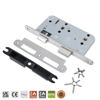 BRITON 5730.60.R.SS Euro Profile Cylinder Mortice Bathroom Lock-Radius Forend Satin Stainless Steel