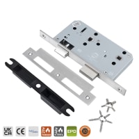 BRITON 5730.60.S.SS Euro Profile Cylinder Mortice Bathroom Lock-Square Forend Satin Stainless Steel