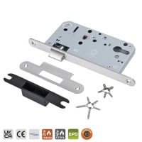 BRITON 5740.60.R.SS Euro Profile Cylinder Latch - Radius Forend Satin Stainless Steel