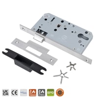 BRITON 5740.60.S.SS Euro Profile Cylinder Latch - Square Forend Satin Stainless Steel