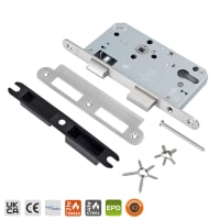 BRITON 5760.60.R.SS Euro Profile Cylinder Escape Sashlock - Radius Forend Satin Stainless Steel