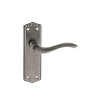 Old English Warwick Latch Lever on Backplate Distressed Silver