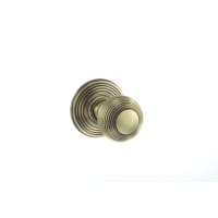 Old English Ripon Solid Brass Reeded Mortice Knob on Concealed Fix Rose Antique Brass