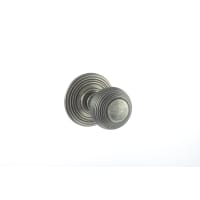 Old English Ripon Solid Brass Reeded Mortice Knob on Concealed Fix Rose Distressed Silver