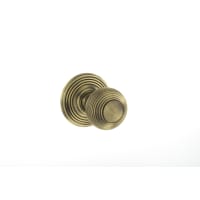 Old English Ripon Solid Brass Reeded Mortice Knob on Concealed Fix Rose Matt Antique Brass