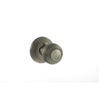 Old English Ripon Solid Brass Reeded Mortice Knob on Concealed Fix Rose Matt Gun Metal