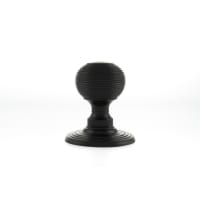 Old English Ripon Solid Brass Reeded Mortice Knob on Concealed Fix Rose Matt Black