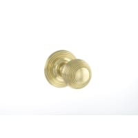Old English Ripon Solid Brass Reeded Mortice Knob on Concealed Fix Rose Polished Brass