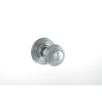 Old English Ripon Solid Brass Reeded Mortice Knob on Concealed Fix Rose Polished Chrome