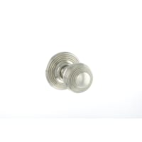 Old English Ripon Solid Brass Reeded Mortice Knob on Concealed Fix Rose Polished Nickel