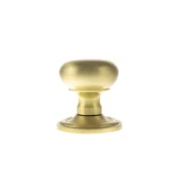 Old English Harrogate Solid Brass Mushroom Mortice Knob on Concealed Fix Rose Satin Brass