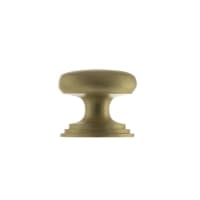 Old English Lincoln Solid Brass Victorian Cabinet Knob on Concealed Fix 32mm Satin Brass