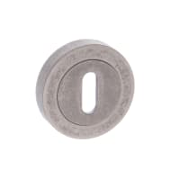 Old English Key Escutcheon Distressed Silver