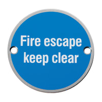 Eurospec Signage Fire Escape - Keep Clear Satin Stainless Steel