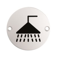 Eurospec Shower Symbol Toilet Sign 76mm Satin Stainless Steel