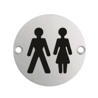 Eurospec Unisex Symbol Toilet Sign 76mm Satin Stainless Steel