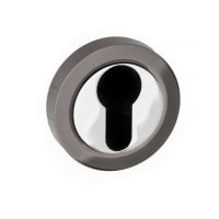 Status Euro Escutcheon on Round Rose Black Nickel/Polished Chrome