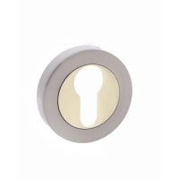 Status Euro Escutcheon on Round Rose Satin Nickel/Polished Brass