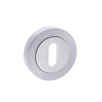 Status Key Escutcheon on Round Rose Satin Chrome/Polished Chrome