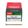 TIMCO Classic Multi-Purpose Screws 90 x 6mm Zinc Yellow Passivated Box of 100