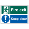 Fire Exit Keep Clear' Sign 300mm x 200mm