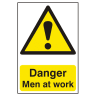 Danger Men At Work' Sign, Self-Adhesive Semi-Rigid PVC 200mm x 300mm