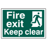 Fire Exit Keep Clear' Sign, Self-Adhesive Semi-Rigid PVC 300mm x 200mm