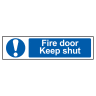 Fire Door Keep Shut' Sign, Self-Adhesive Semi-Rigid PVC 200mm x 50mm