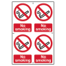 ‘No Smoking’ Sign, Self-Adhesive Rigid PVC, 4 per sheet 100mm x 150mm