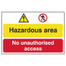 Hazardous Area No Unauthorised Access' Sign 600mm x 400mm