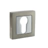 Status Euro Escutcheon on S4 Square Rose Satin Nickel/Polished Chrome