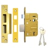 ASEC 5 Lever Sashlock 64mm Polished Brass Keyed To Differ (Boxed)