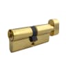 ASEC 5-Pin Euro Key & Turn Cylinder 70mm 35/T35 (30/10/T30) Keyed To Differ Polished Brass