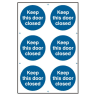 ASEC `Keep This Door Closed` 200mm x 300mm PVC Self Adhesive Sign - 6 Per Sheet