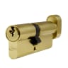 ASEC 6-Pin Euro Key & Turn Cylinder 1 Bitted 80mm 35/T45 (30/10/T40) 1 Bit Polished Brass