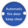 Frisco Automatic Fire Door Keep Clear Symbol 75mm FD60 Satin Aluminium